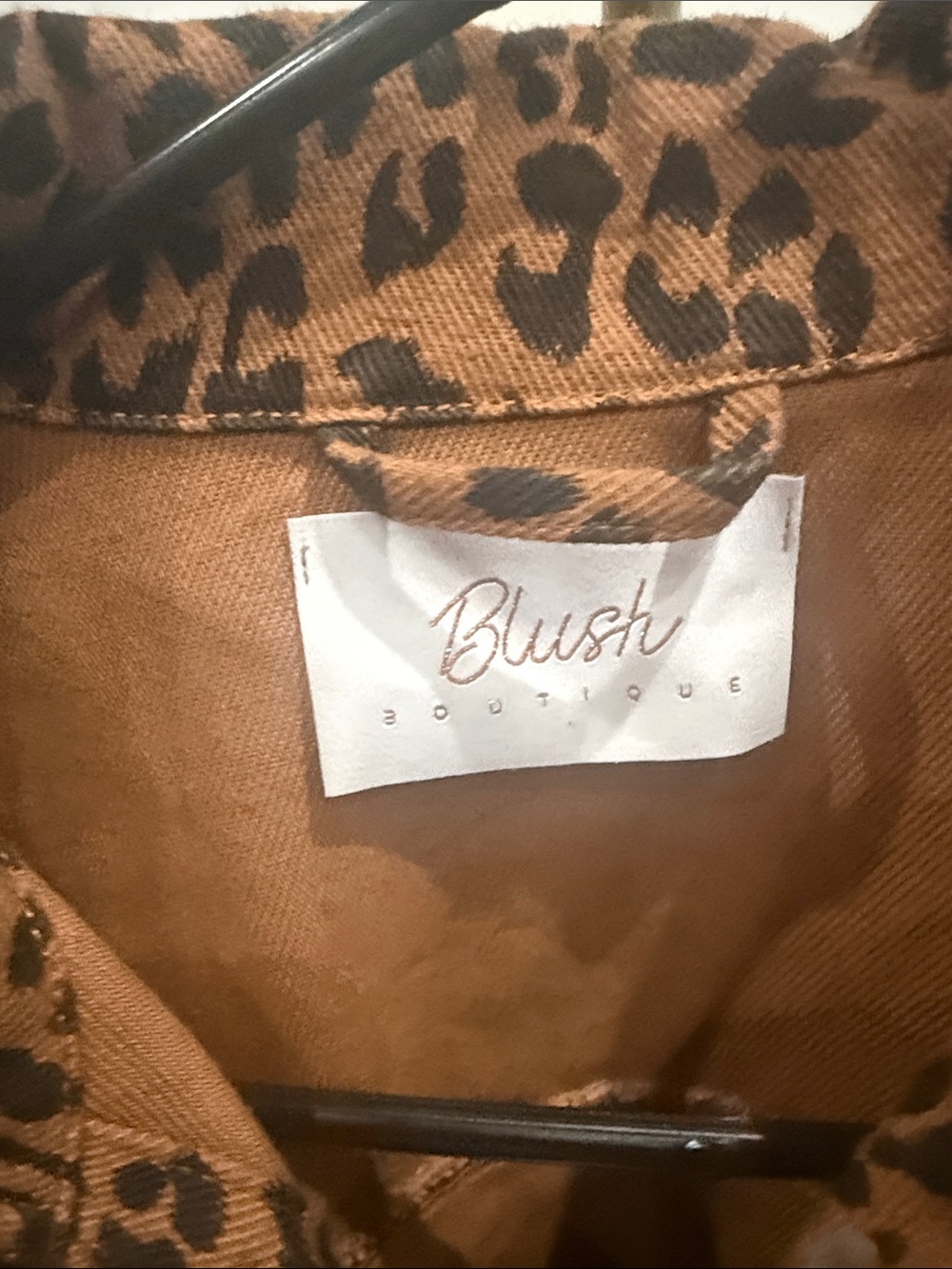 Women's Leopard Print Jean Jacket - Brown Animal Print - Picture 2 of 3